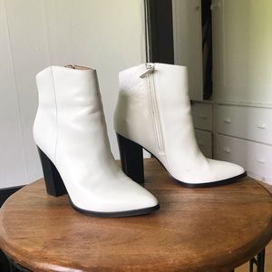 White Pointed Toe High Heeled Booties